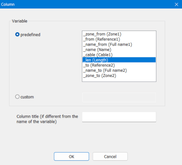 wire length in the wire list