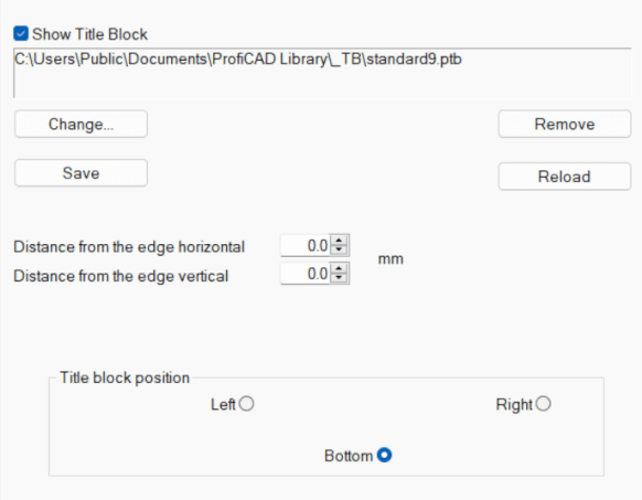 Title block setup dialog