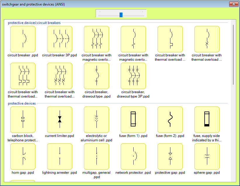 symbols palette